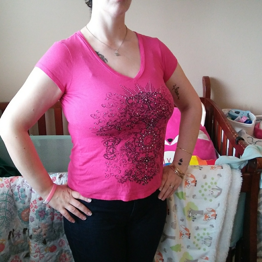 Express embellished v-neck shirt